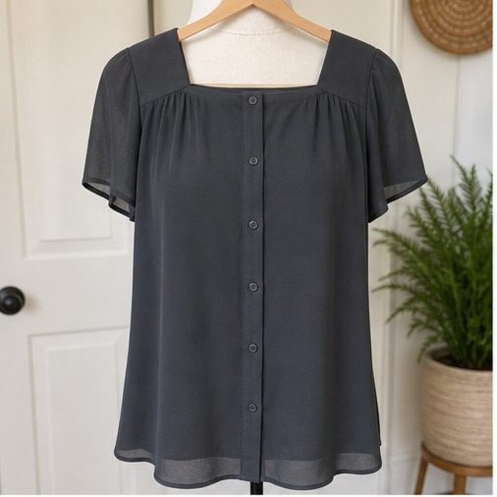 Charcoal Smocked Top